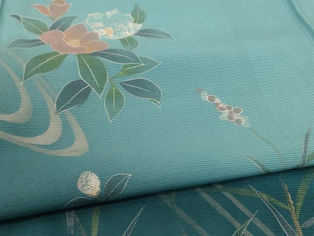 平和屋着物＊夏物　訪問着　絽　流水草花文　銀彩　正絹　逸品　AABD4659jd_4