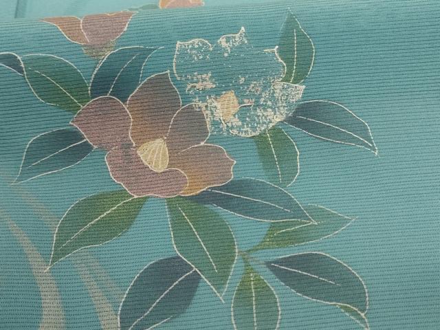 平和屋着物＊夏物　訪問着　絽　流水草花文　銀彩　正絹　逸品　AABD4659jd_5