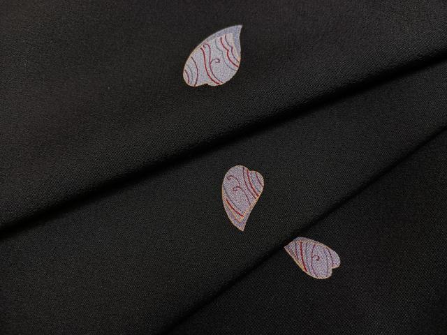 平和屋着物●上質な小紋　桜花弁　黒地　正絹　逸品　未使用　AABD4764ph