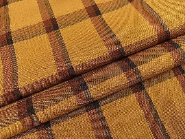平和屋着物●本場黄八丈　綾織　格子　正絹　逸品　AABD4776ph