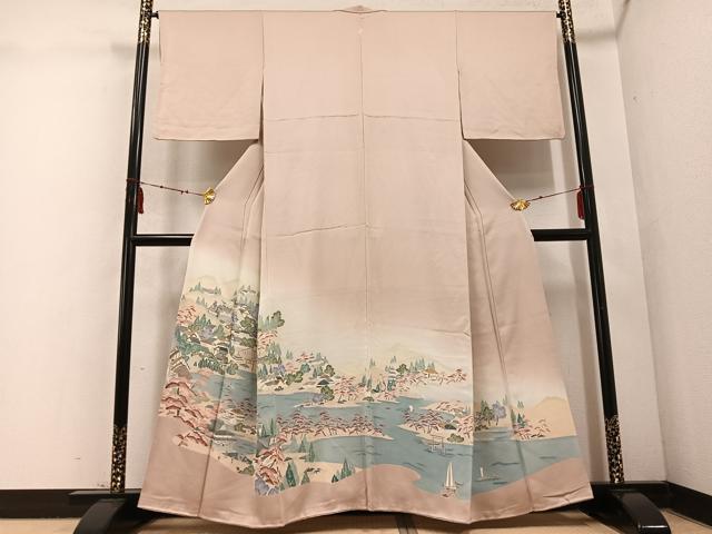 平和屋着物●豪華色留袖　友禅　浜松風景文　暈し染め　正絹　逸品　AABD4791ph