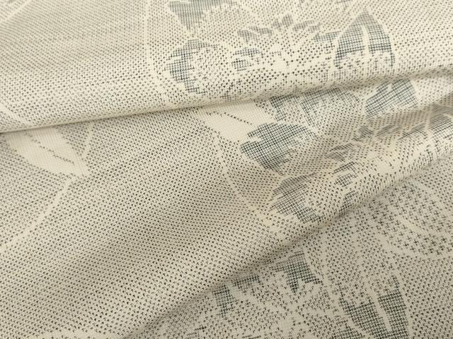 平和屋着物●本場大島紬　白大島　カタス7マルキ　草花花丸文　正絹　逸品　AABD4979cs