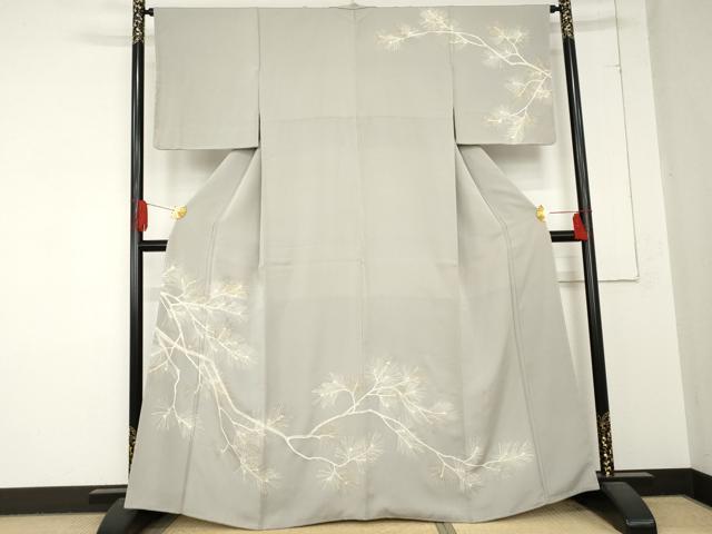 平和屋着物●訪問着　手描き　枝松文　金彩　正絹　逸品　未使用　AABD4991cs