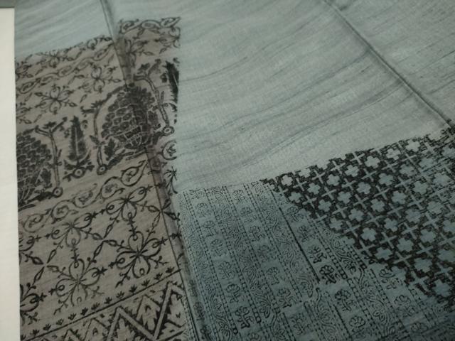 平和屋着物○訪問着 作家物 紬地 木版染め 飾花文 正絹