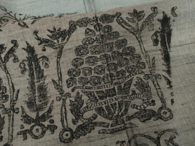 平和屋着物○訪問着 作家物 紬地 木版染め 飾花文 正絹