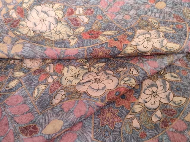 平和屋着物●上質な小紋　辻が花　地紙花文　正絹　逸品　AABD5042cs