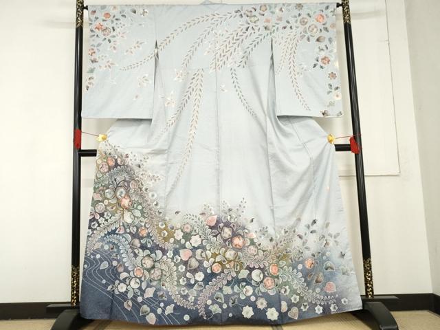 平和屋着物●伯河貞雄　訪問着　辻が花　絞り　暈し染め　金彩　小田急百貨店扱い　正絹　逸品　AABD5073cs