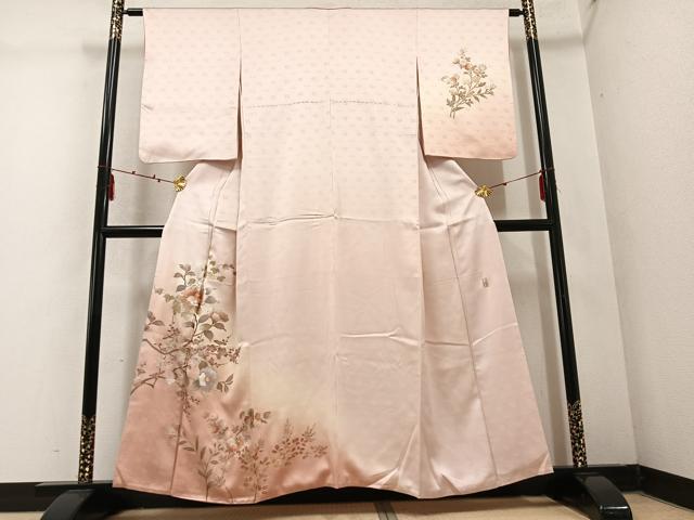 平和屋着物●金彩友禅　卓越技能者・名工・和田光正　訪問着　枝花文　暈し染め　金銀彩　正絹　逸品　AABD5995ph