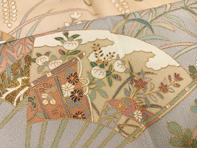 平和屋着物○螺鈿作家 甲斐泰造 訪問着 扇面花蝶文 暈し