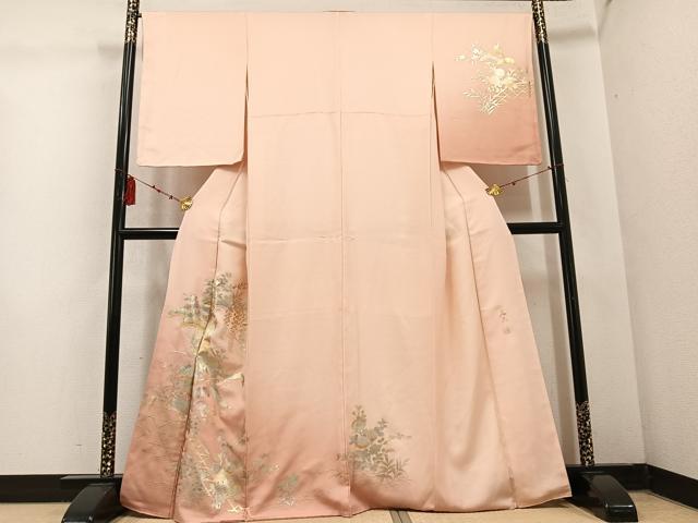 平和屋着物●金彩友禅　卓越技能者・名工・和田光正　訪問着　御所車花文　暈し染め　金彩　正絹　逸品　AABD6022ph