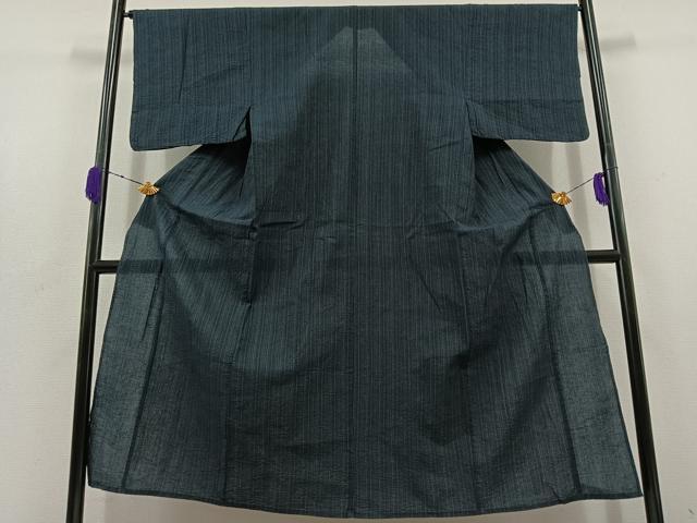 平和屋着物∴夏物　男性　浴衣　阿波しじら織　縞　綿　AABD6046jh