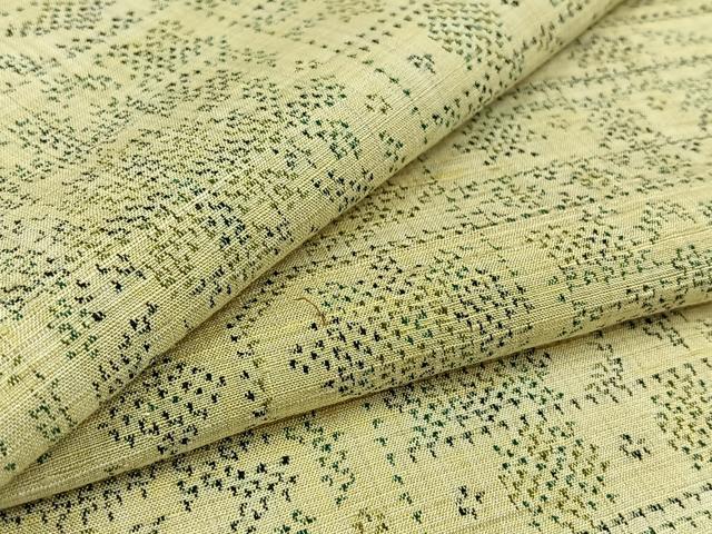 平和屋着物▽上質な紬　単衣　草花文　正絹　逸品　AABD6051jh