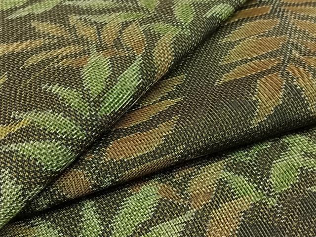 平和屋着物▽本場大島紬　単衣　草葉文　正絹　逸品　AABD6073jh