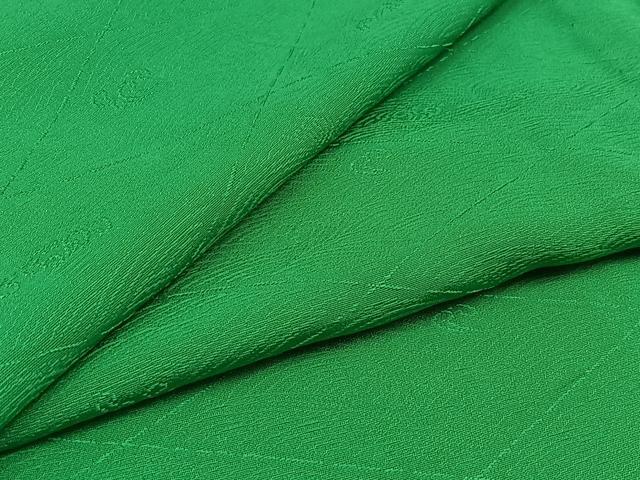 平和屋着物▽上質な色無地　単衣　立波地紋　花緑青色　正絹　逸品　AABD6076jh