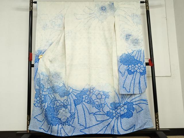 平和屋着物●豪華振袖　駒刺繍　草花文　暈し染め　正絹　逸品　AABD6229cs
