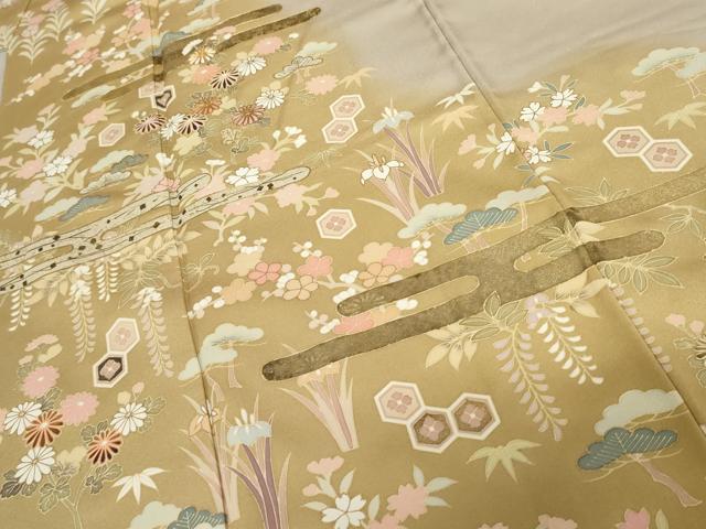 平和屋着物○訪問着 友禅 駒刺繍 エ霞草花文 暈し染め