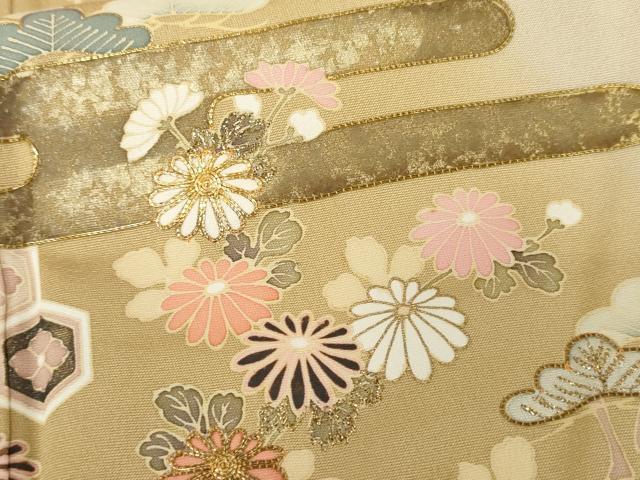 平和屋着物○訪問着 友禅 駒刺繍 エ霞草花文 暈し染め