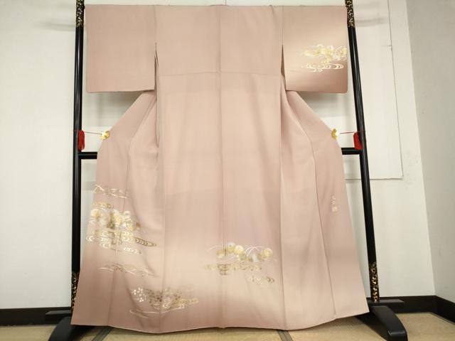 平和屋着物●金彩友禅　卓越技能者・名工・和田光正　訪問着　流水草花文　暈し染め　金銀彩　正絹　逸品　AABD6258cs