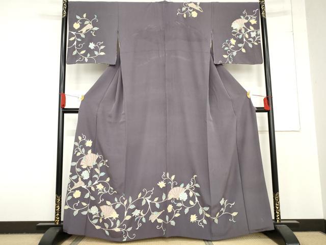 平和屋着物●訪問着　檜扇更紗花文　金彩　正絹　逸品　AABD6269cs