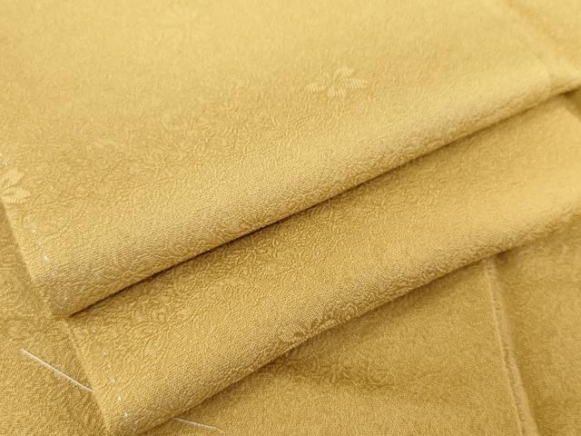 平和屋着物●上質な色無地　草花地紋　飴色　正絹　逸品　AABD6286cs