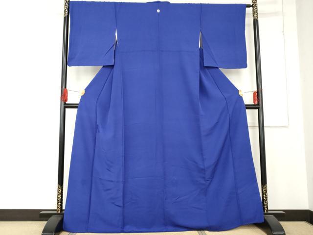 平和屋着物●無地絵羽訪問着　立波花丸文　瑠璃色　正絹　逸品　AABD6315cs