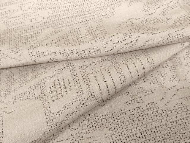 平和屋着物●結城紬　80亀甲　風景文　正絹　逸品　AABD6328cs