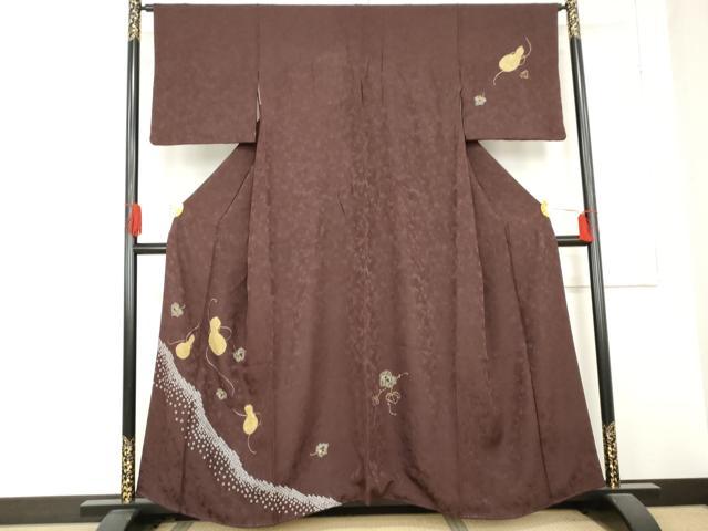 平和屋着物●訪問着　絞り　瓢箪蔦の葉文　金彩　三越扱い　正絹　逸品　AABD6345cs