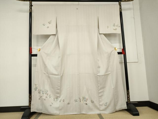 平和屋着物●訪問着　枝葉文　貝　金彩　正絹　逸品　AABD6396cs