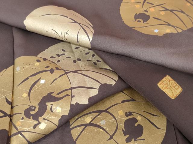 平和屋着物●金彩友禅作家　金彩の魔術師　堀省平　金煌織　訪問着　雪輪に跳び兎　暈し染め　金彩　正絹　逸品　AABD6401cs