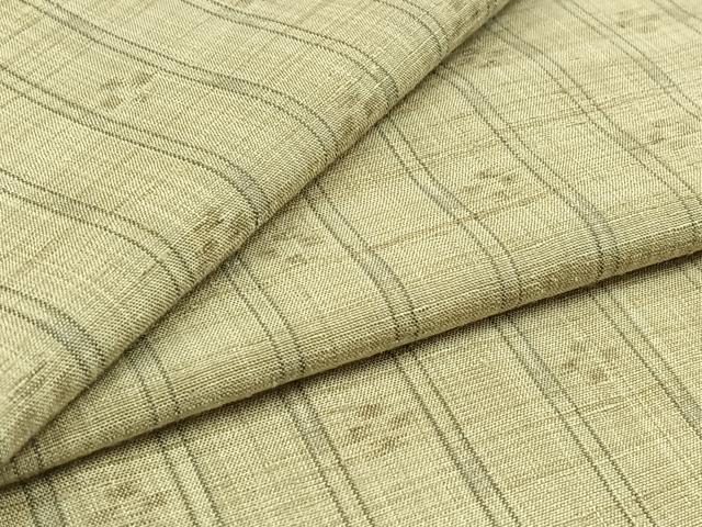 平和屋着物▽上質な紬　単衣　縞　正絹　逸品　AABD6459jh