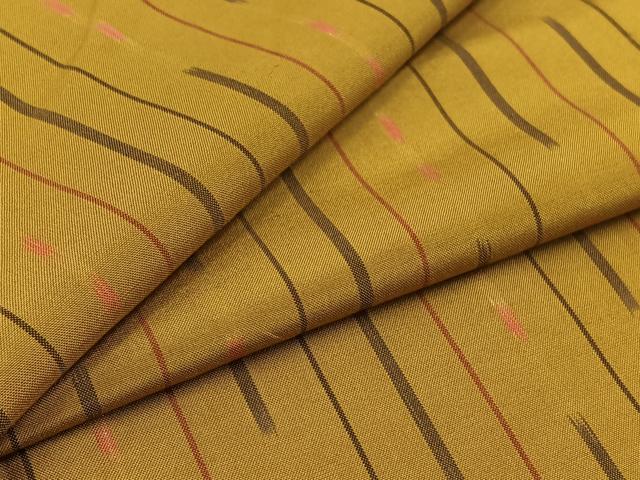 平和屋着物▽上質な紬　単衣　縞　正絹　逸品　AABD6465jh