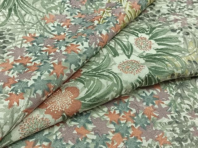 平和屋着物▽上質な小紋　単衣　手描き　草花文　ロング丈　正絹　逸品　AABD6466jh