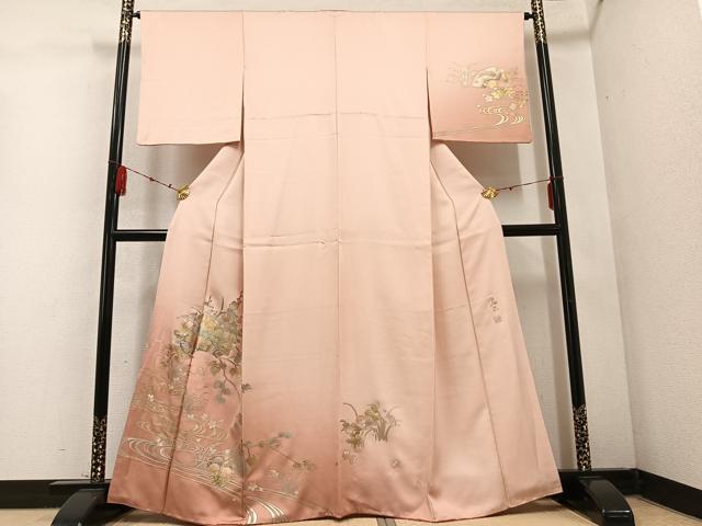 平和屋着物●金彩友禅　卓越技能者・名工・和田光正　訪問着　地紙花文　暈し染め　金銀彩　正絹　逸品　AABD6484ph