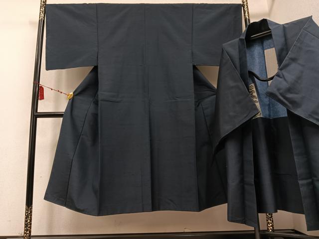 平和屋着物●男性　紬　アンサンブル　色無地　褐返し色　正絹　逸品　AABD6496ph