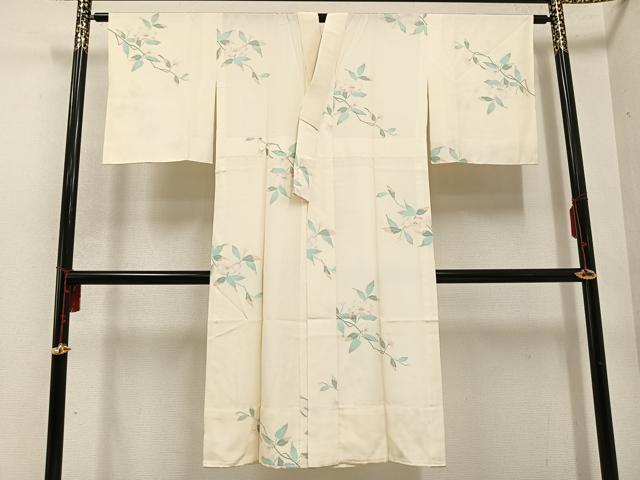 平和屋着物●長襦袢　無双仕立て　友禅　枝花文　正絹　逸品　未使用　AABD6509ph