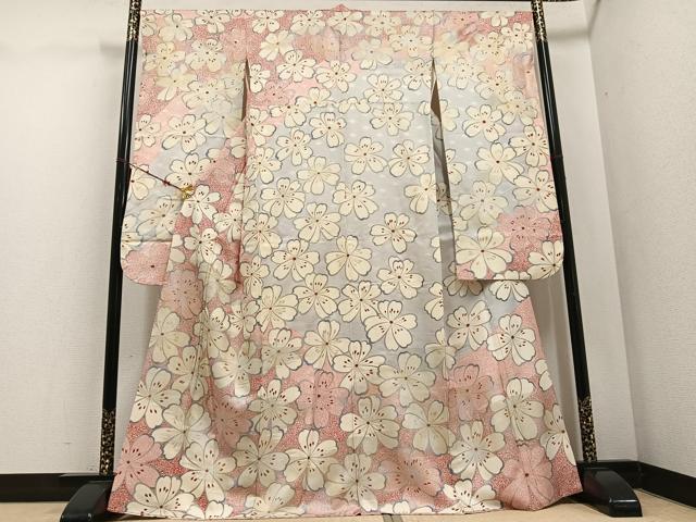 平和屋着物●歌舞伎俳優　六代目　中村児太郎　振袖　舞花文　金銀彩　やまと誂製　正絹　逸品　AABD6545ph