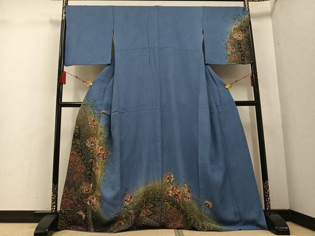 平和屋着物●訪問着　絞り　更紗文　暈し染め　金彩　正絹　逸品　AABD6555ph