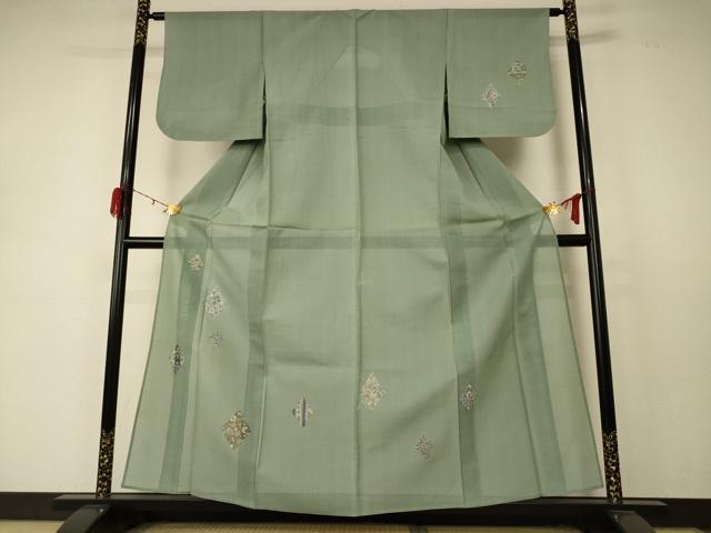 平和屋着物＊夏物　絹芭蕉　訪問着　紗　花菱文　正絹　逸品　AABD6561jd
