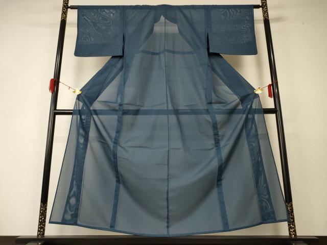 平和屋着物＊夏物　色無地　絽　鉄御納戸色　洗える着物　AABD6576jd