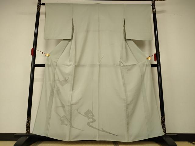 平和屋着物＊夏物　色留訪問着　絽　花冊子文　柳鼠色　正絹　逸品　AABD6605jd