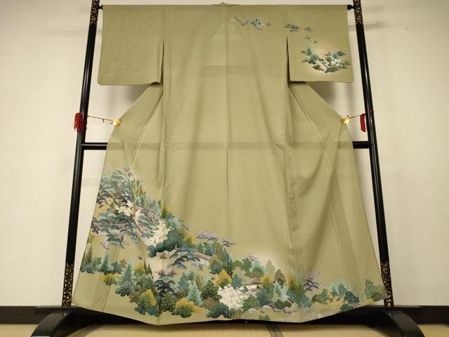 平和屋着物＊夏物　訪問着　友禅　絽　風景文　暈し染め　正絹　逸品　AABD6608jd