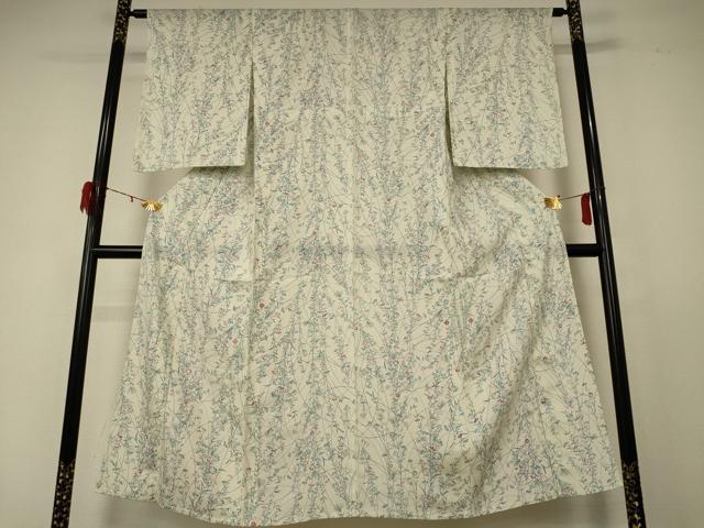 平和屋着物＊夏物　小紋　絽　草花文　正絹　逸品　AABD6636jd_1