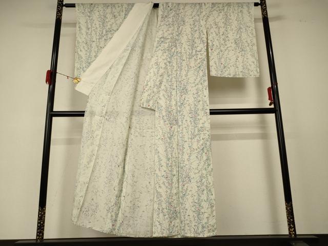 平和屋着物＊夏物　小紋　絽　草花文　正絹　逸品　AABD6636jd_2