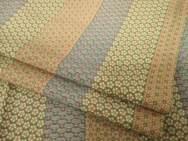 平和屋着物●上質な小紋　花青海波間道　正絹　逸品　AABD6641ck