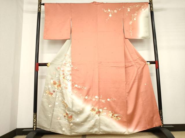 平和屋着物●十日町老舗ブランド　吉澤友禅　吾妻徳穂　訪問着　花筏文　暈し染め　正絹　逸品　AABD6651ck