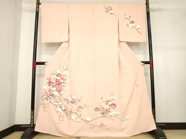 平和屋着物●訪問着　友禅　作家物　枝花文　正絹　逸品　AABD6655ck