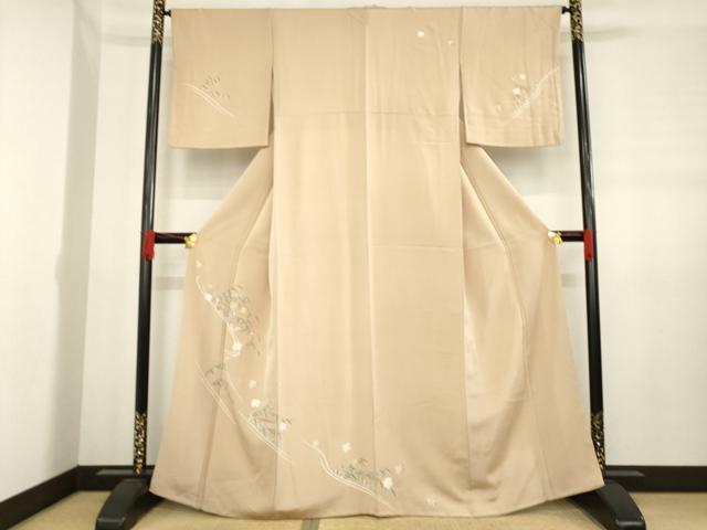 平和屋着物●訪問着　友禅　駒刺繍　千鳥　金彩　正絹　逸品　AABD6694ck