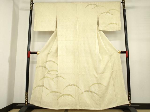 平和屋着物●訪問着　総絞り　刺繍　柴取花文　金糸　正絹　逸品　AABD6695ck