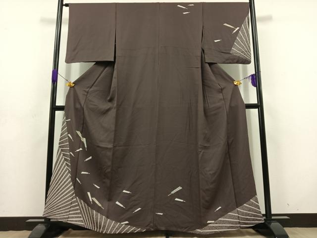 平和屋着物▽訪問着　単衣　扇子　金彩　正絹　逸品　AABD6994jh