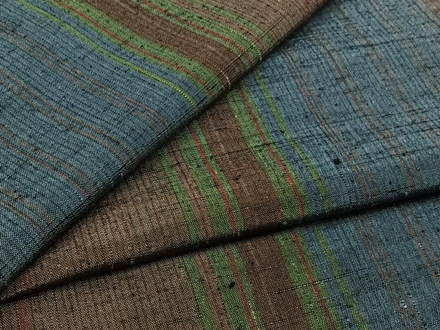 平和屋着物▽上質な紬　単衣　間道　正絹　逸品　AABD6995jh